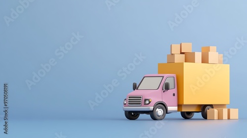 Colorful delivery truck loaded with boxes, perfect for logistics, shipping, and transportation concepts.