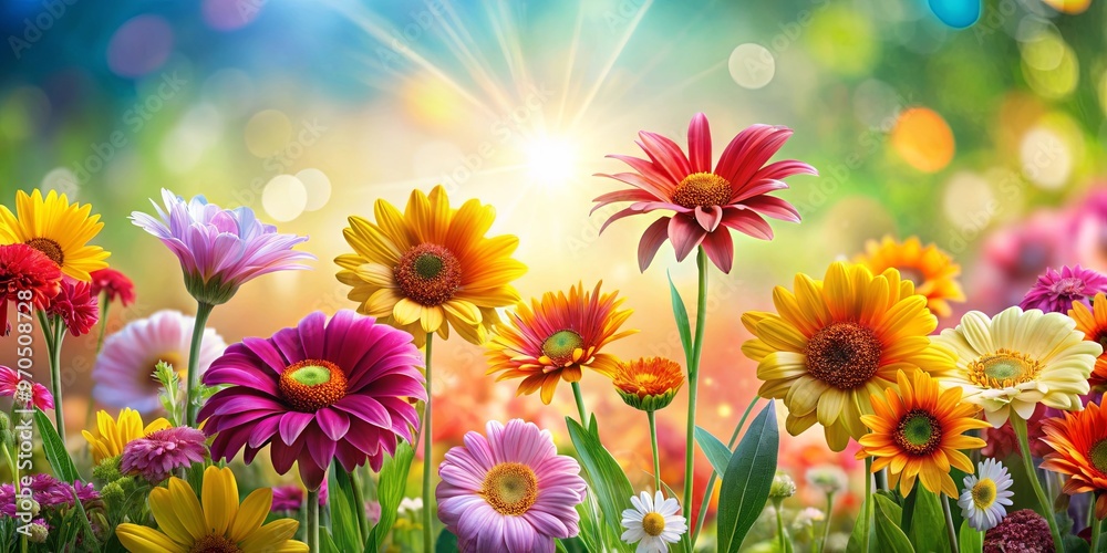 Vibrant flowers on a sunny background