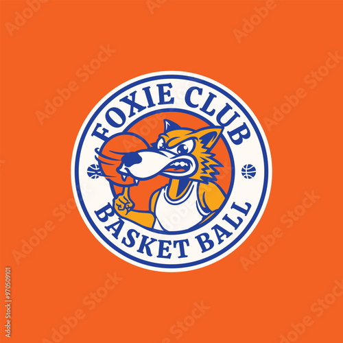 Fox basketball Mascot Character logo badge