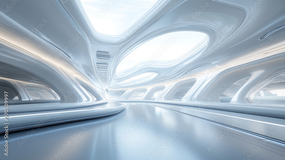 A futuristic building interior with a 3D design that feels like you can see in every direction. A futuristic building interior with a 3D design that feels like you can see in every direction.