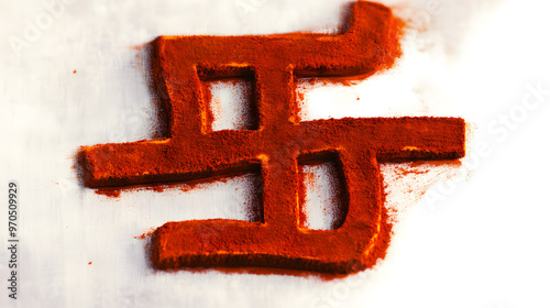 indian hindu religious spiritual symbol swastik or swastica made with kumkum or bindi powder use for blessing,luck,god,diwali,holi puja and other religion work,cutout transparent background,png format photo