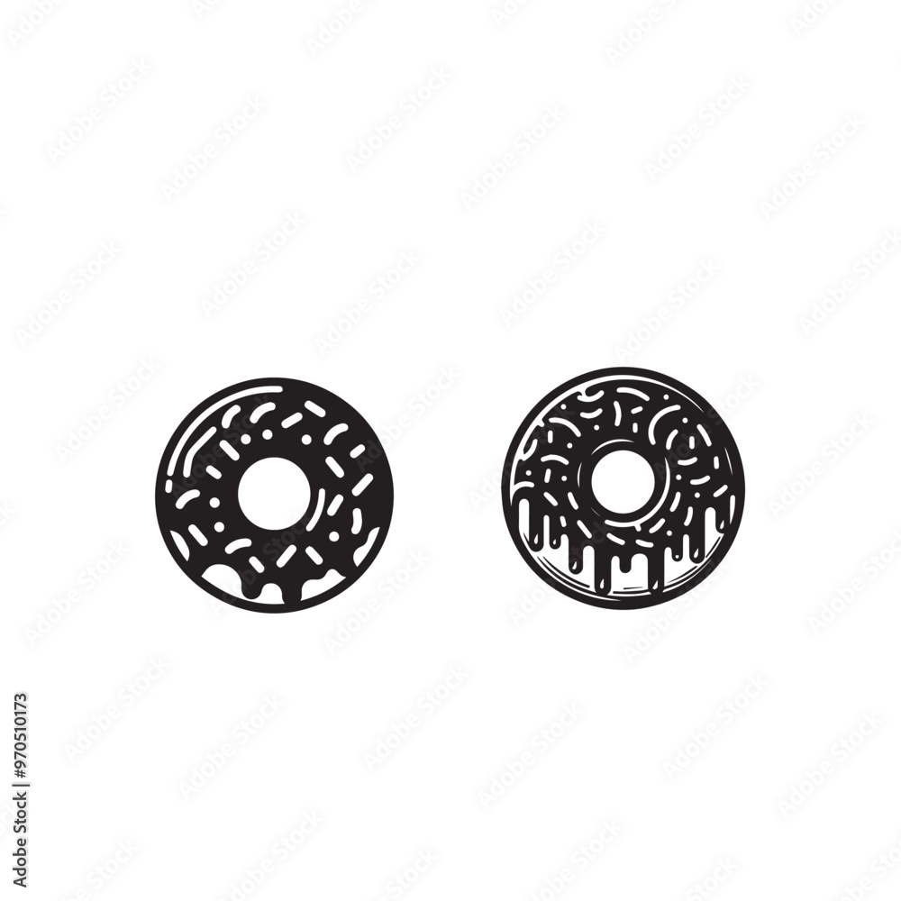 Donut silhouette. Donut vector illustration. Donut logo, icon black and white. Donut silhouette. Donut vector illustration. Donut logo, icon black and white.