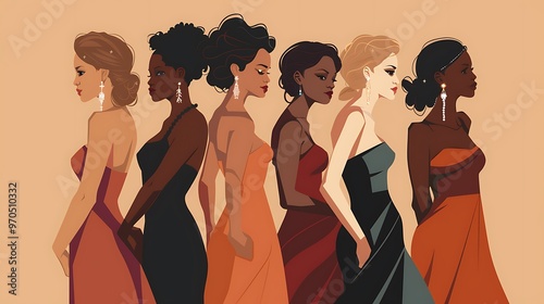Diverse Women in Different Professions, Group Portrait Shot, Illustration Style, Professions, Diversity Concept
