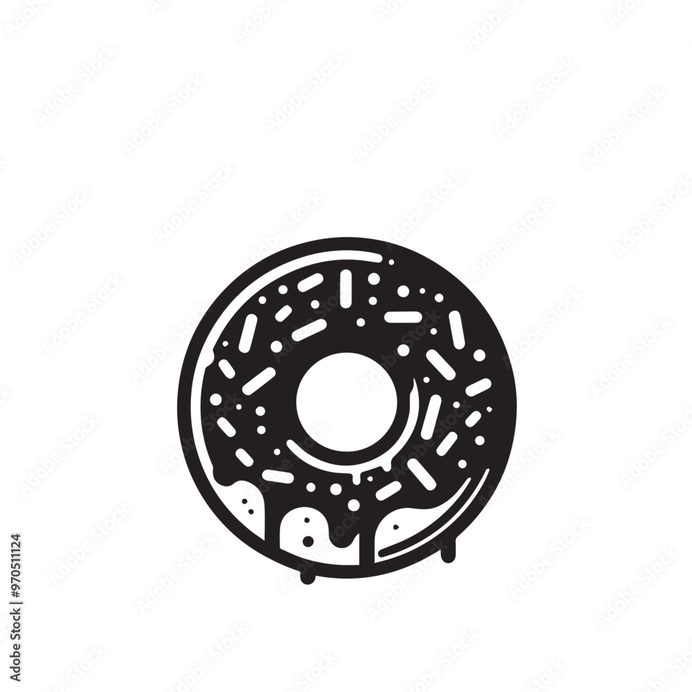 Donut silhouette. Donut vector illustration. Donut logo, icon black and white. Donut silhouette. Donut vector illustration. Donut logo, icon black and white.
