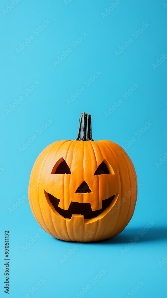Minimalist carved pumpkin Halloween smiling face Minimalist carved pumpkin Halloween smiling face