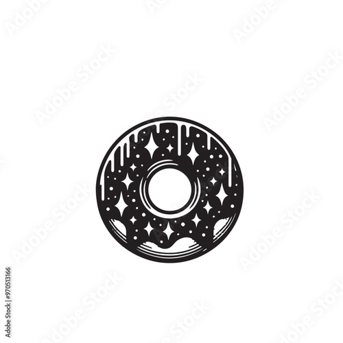 Donut silhouette. Donut vector illustration. Donut logo, icon black and white.