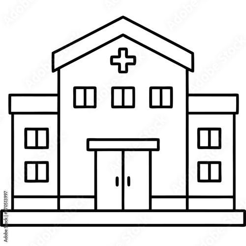 hospital building outline coloring book page line art drawing