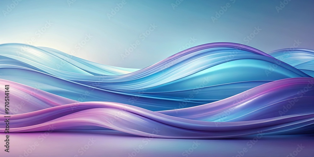 Abstract waves in soft blue and lavender hues create a calming and serene composition Abstract waves in soft blue and lavender hues create a calming and serene composition