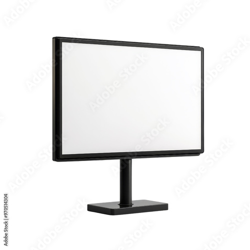 Black TV Mockup with White Screen Isolated