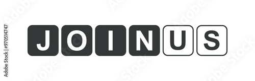 join us sign on white background	