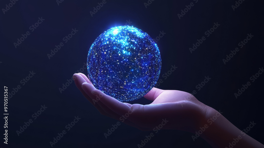 A hand holds a dollar coin that looks like a starry night sky.The coin is made of points, lines, and shapes that resemble planets, stars, and the universe.It's a design idea for business use.low poly. A hand holds a dollar coin that looks like a starry night sky.The coin is made of points, lines, and shapes that resemble planets, stars, and the universe.It's a design idea for business use.low poly.