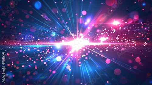 30. A dynamic vector illustration of flashing lights with a glow sparkle effect, presented on a transparent background. The design features intense light bursts and sparkling particles, adding a