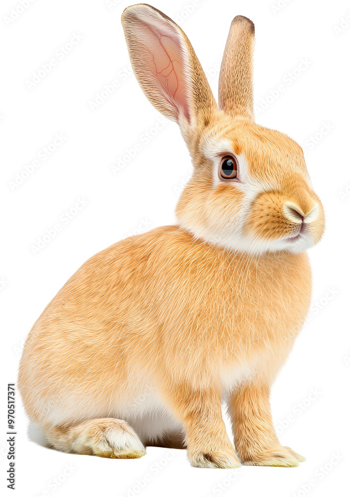 Light brown rabbit with upright ears, isolated on transparent background Light brown rabbit with upright ears, isolated on transparent background