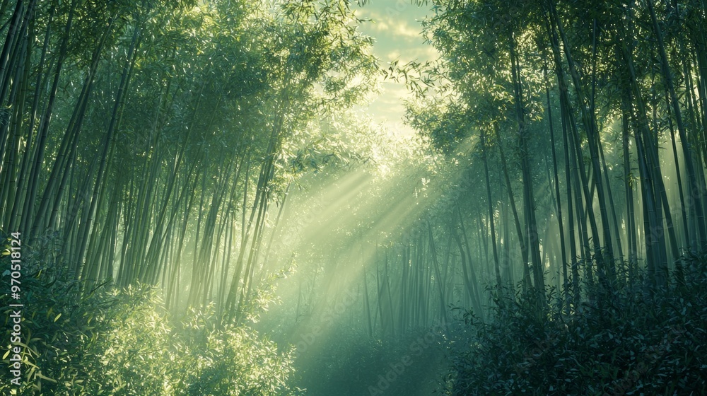 Obraz premium Bamboo Forest Sunlight.