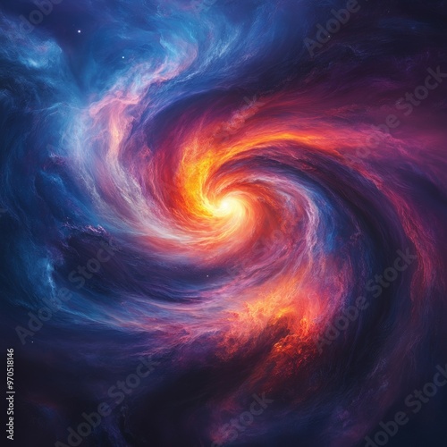 Abstract Cosmic Vortex Nebula Galaxy Space Starry Sky Spiral Swirling Colorful