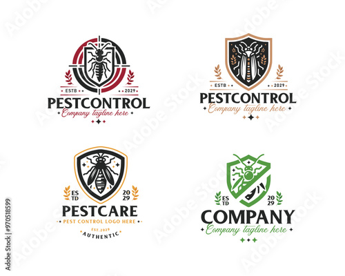 Set bundle pest control house care insect logo for business company 