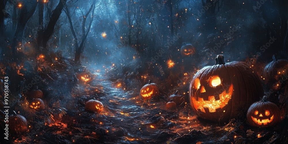 Jack-o'-lanterns melting stars infinite path Jack-o'-lanterns melting stars infinite path