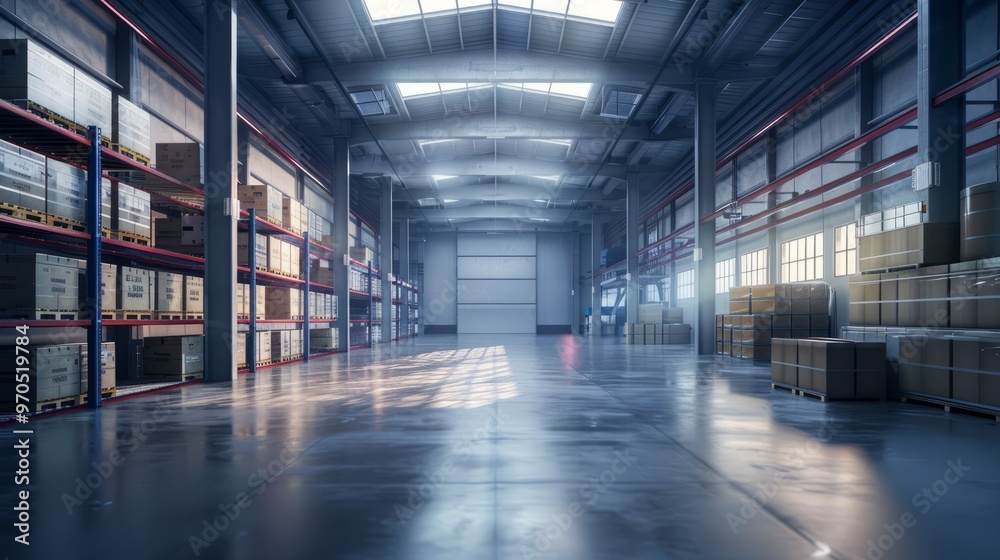 A large warehouse with a lot of boxes and shelves A large warehouse with a lot of boxes and shelves