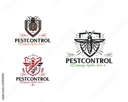 Set bundle pest control house care insect logo for business company 