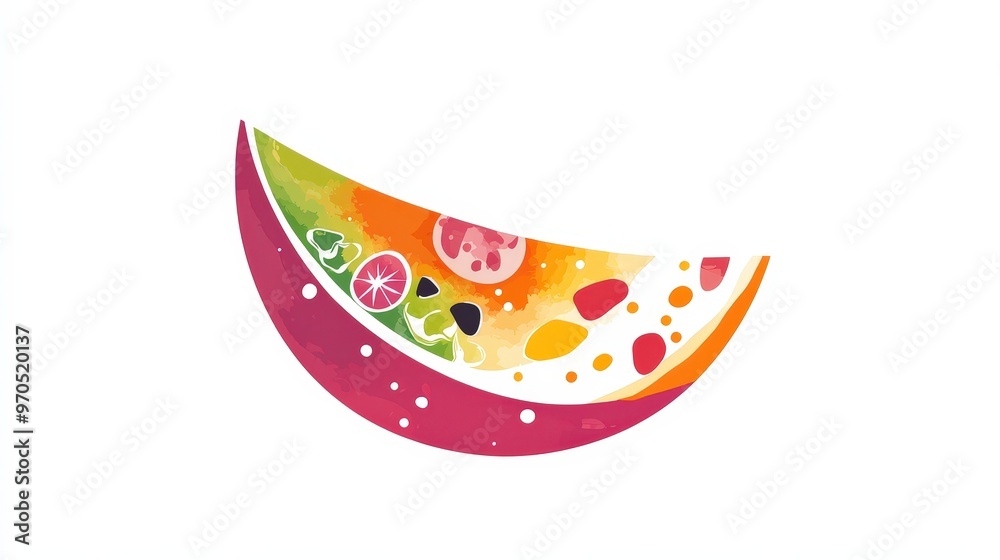 logo that highlights a Japanese crepe with an array of bright, colorful toppings. logo that highlights a Japanese crepe with an array of bright, colorful toppings.