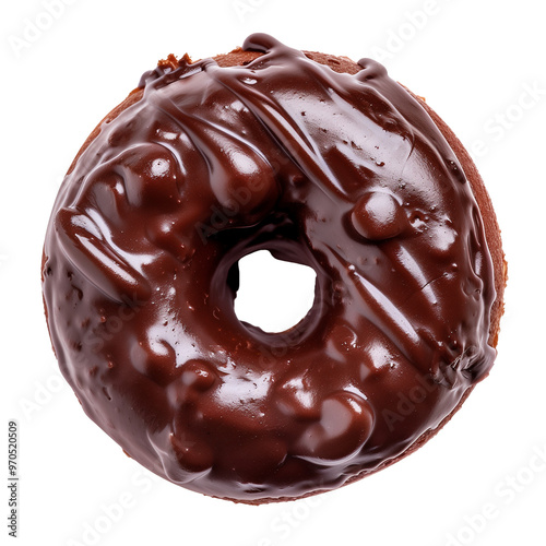 Chocolate donut, isolated, transparent background, png