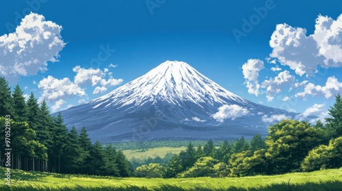 panoramic view of Mount Fuji during a clear summer day