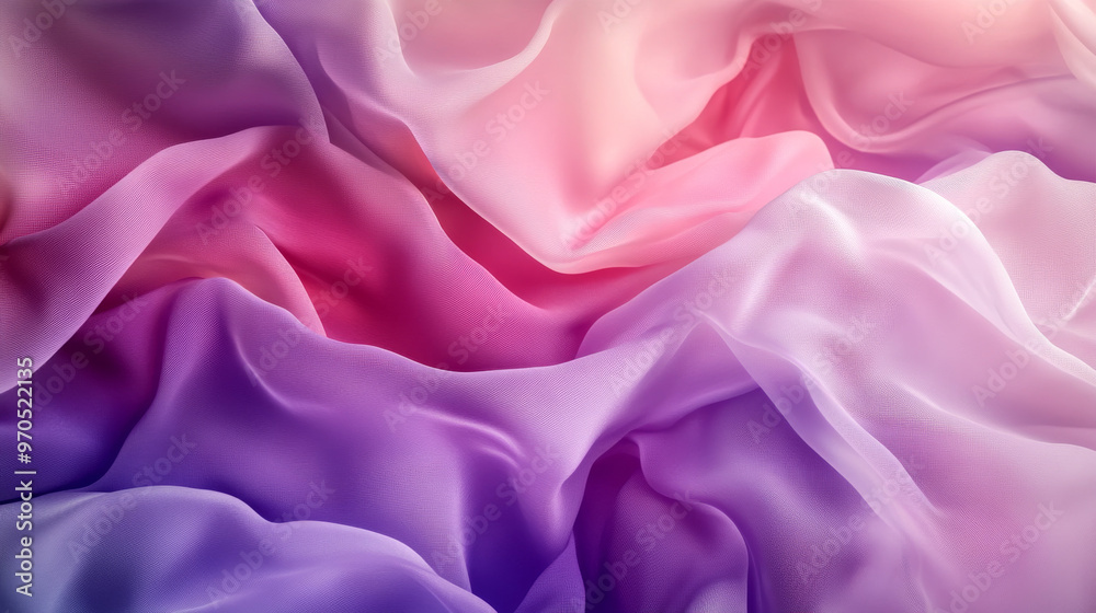 A modern, abstract wallpaper with flowing pink and purple layers. It looks like translucent fabric, with folds and ruffles. It's perfect for a fashion-themed design. A modern, abstract wallpaper with flowing pink and purple layers. It looks like translucent fabric, with folds and ruffles. It's perfect for a fashion-themed design.