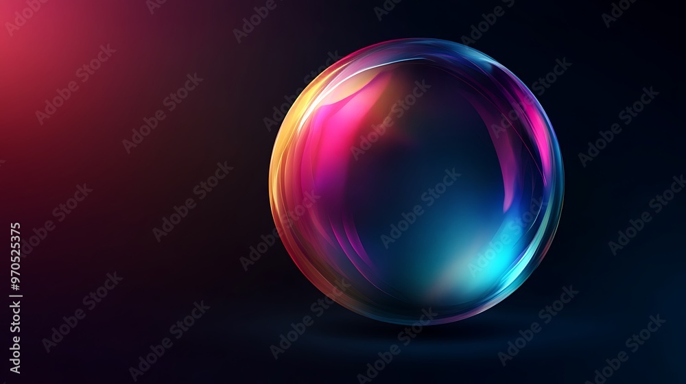 Abstract Sphere with Iridescent Hues Against a Dark Background Abstract Sphere with Iridescent Hues Against a Dark Background