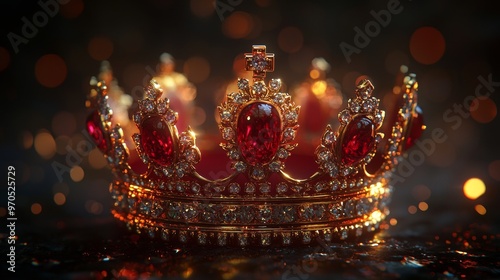 Gold Crown with Red Gems.