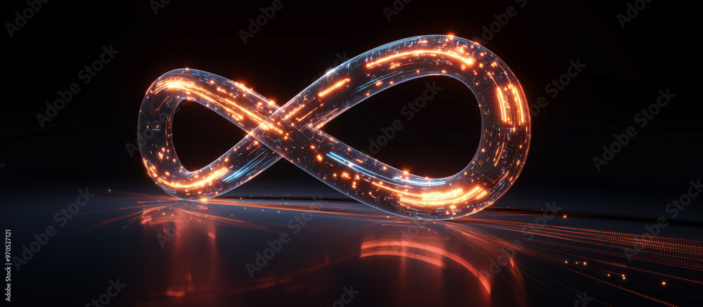 3d glowing wireframe symbol of symbol of greater the infinity. Stock ...