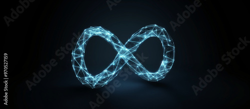 3d glowing wireframe symbol of symbol of greater the infinity. 