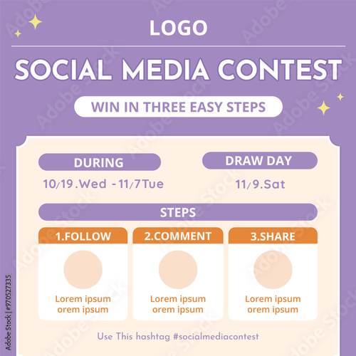 prize draw & Social media contest background with steps
