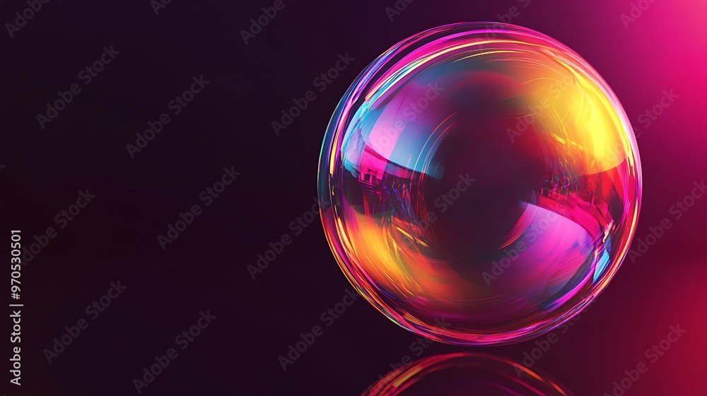 A Spheric Reflection of Purple, Pink, and Yellow Light