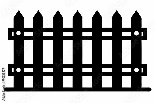 fence black icon vector, Old rustic fence silhouette, wooden fence vector