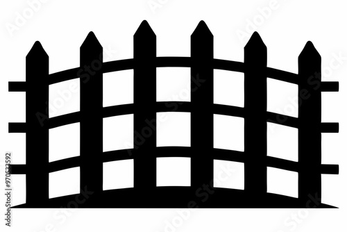 fence black icon vector, Old rustic fence silhouette, wooden fence vector