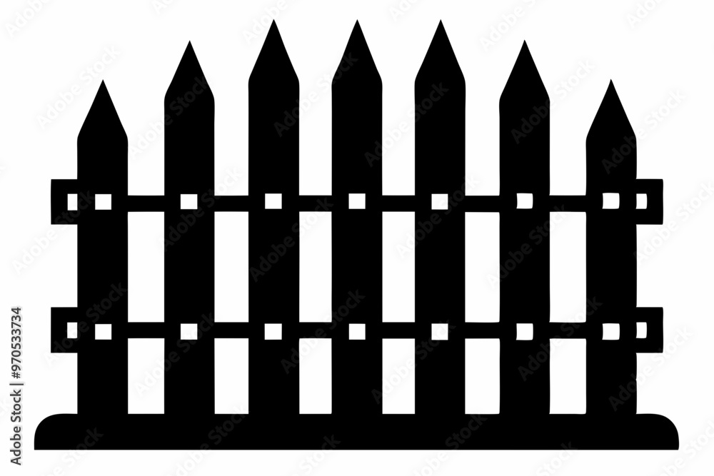 fence black icon vector, Old rustic fence silhouette, wooden fence vector fence black icon vector, Old rustic fence silhouette, wooden fence vector