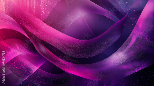 A shimmering design with dark purple and pink lines and ovals.  It has a glittery, abstract look with wavy lines and a textured background. photo