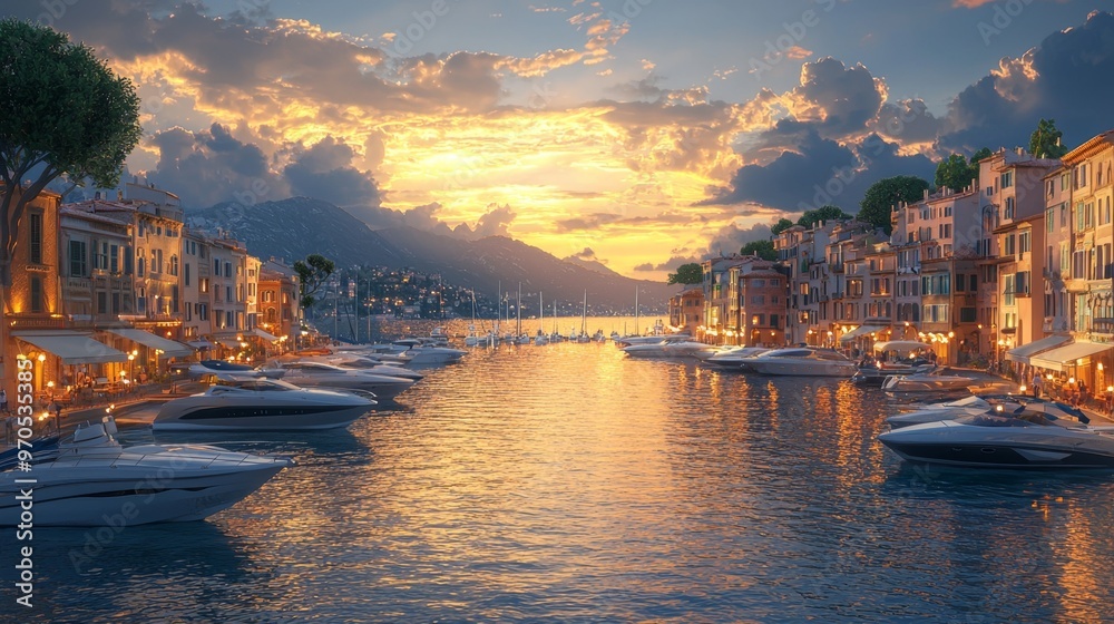 Naklejka premium Sunset Harbor.