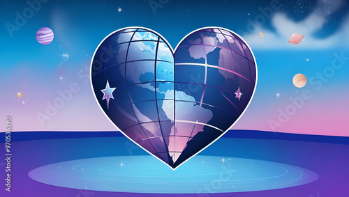Telemedicine and health concept in flat style. Medical icon with globe on a abstract futuristic background. ai generative.