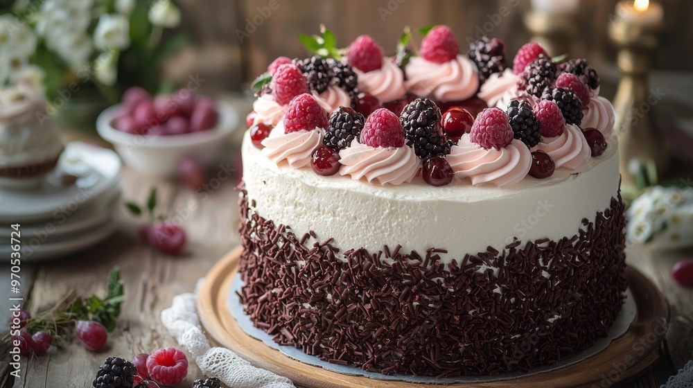 Chocolate Cake with Berries. Chocolate Cake with Berries.
