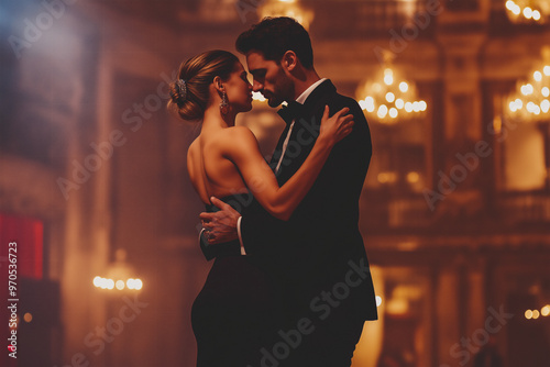 Passionate Tango Dance in an Elegant Ballroom photo