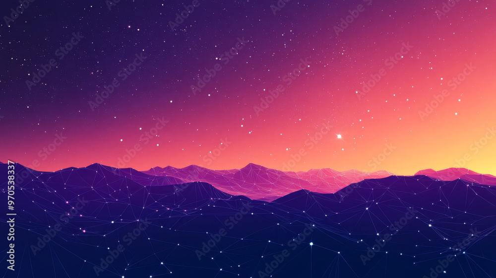 A simple, geometric design with lines and shapes that look like stars in the night sky. It represents a futuristic idea, suggesting the vastness and mystery of the future.low poly vector illustration. A simple, geometric design with lines and shapes that look like stars in the night sky. It represents a futuristic idea, suggesting the vastness and mystery of the future.low poly vector illustration.