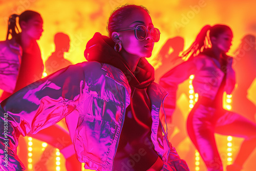 Vibrant Reggaeton Dance with Dynamic Lighting