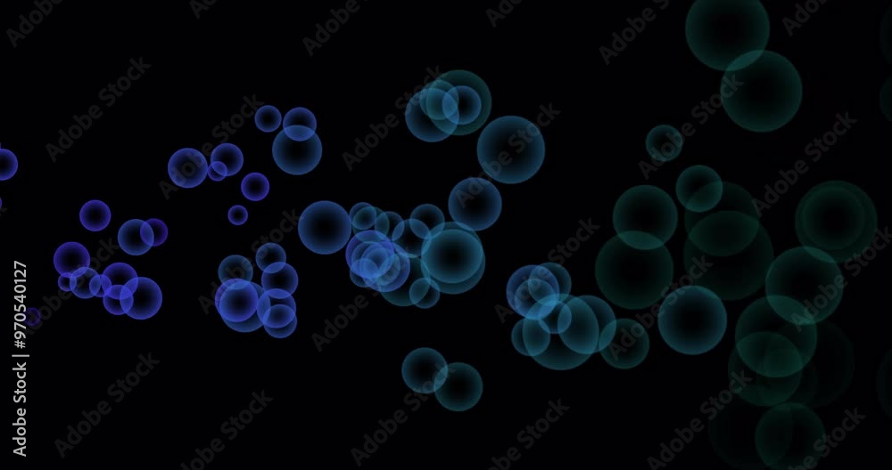 Animation of blue bubbles on black background