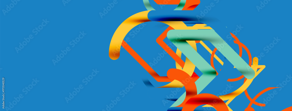 Obraz premium Abstract background. Circles and colorful round shape lines. Linear geometric minimal design