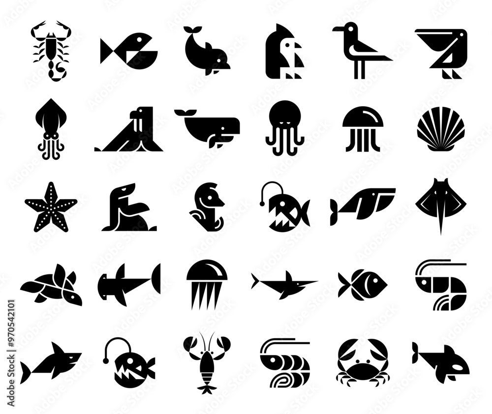 Fototapeta premium Animals logos collection. Animal logo set. Icon design