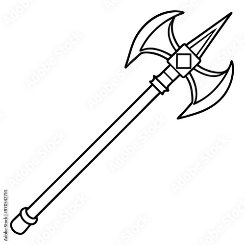 medieval weapon outline coloring book page line art drawing photo