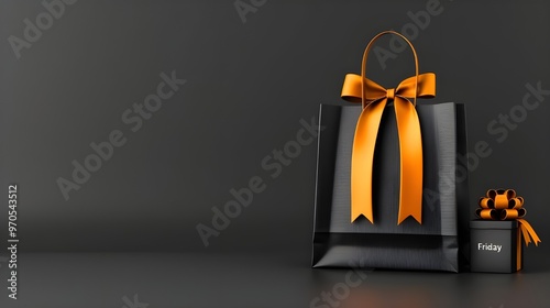 Black Friday cover banner for social media or other background, with shopping bag photo