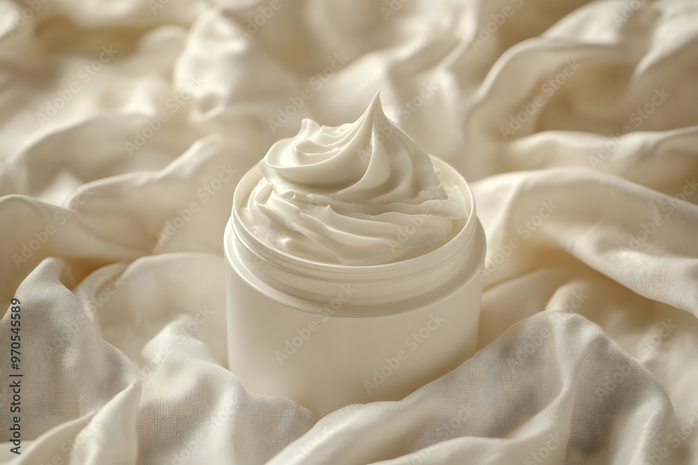 Commercial Photography of White Frosted Cream Can on Textured Cream Commercial Photography of White Frosted Cream Can on Textured Cream