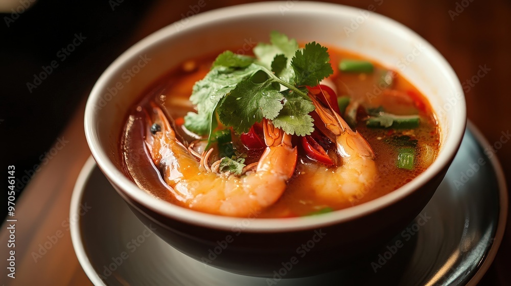 authentic flavors of Tom Yum Goong, a Thai shrimp soup that is both hot and sour.